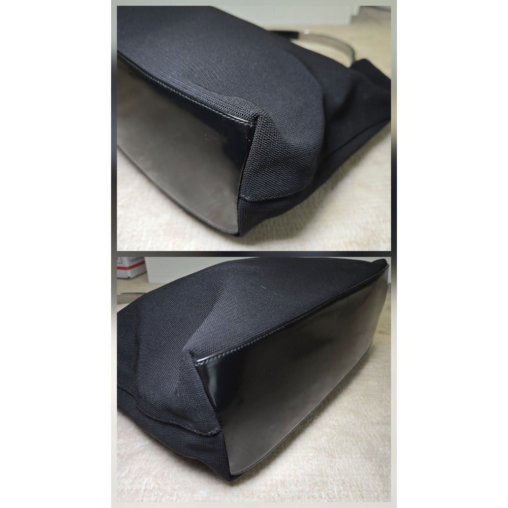 Gucci Black Canvas Hobo Bag Metal Handle Patent Leather Trim - Picture 11 of 11
